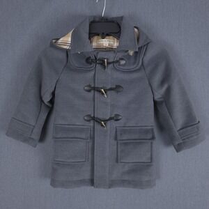 Hope & Henry Toggle Duffle Coat Boys Size 4 XS Gray Hooded Flannel Lined